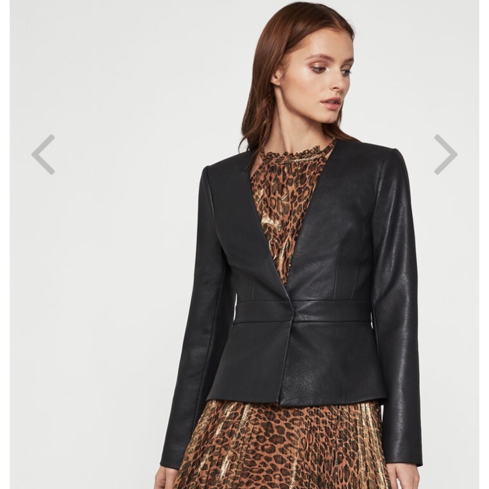 BCBG “Cruz” black pleather jacket